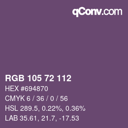 Color code: RGB 105 72 112 | qconv.com
