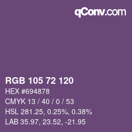 カラーコード: RGB 105 72 120 | qconv.com