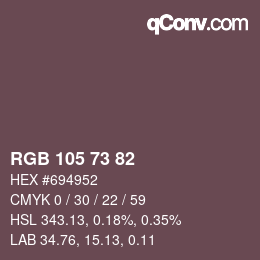 Color code: RGB 105 73 82 | qconv.com