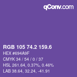 カラーコード: RGB 105 74.2 159.6 | qconv.com