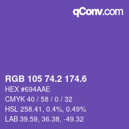 カラーコード: RGB 105 74.2 174.6 | qconv.com