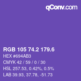 カラーコード: RGB 105 74.2 179.6 | qconv.com