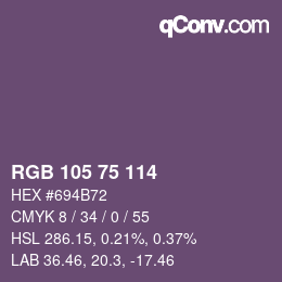 颜色代码: RGB 105 75 114 | qconv.com