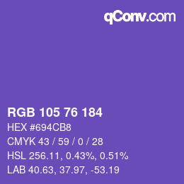 颜色代码: RGB 105 76 184 | qconv.com