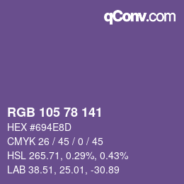 Farbcode: RGB 105 78 141 | qconv.com