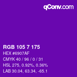 Color code: RGB 105 7 175 | qconv.com