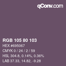 Color code: RGB 105 80 103 | qconv.com