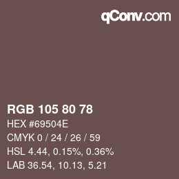 Farbcode: RGB 105 80 78 | qconv.com