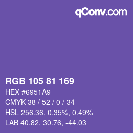 颜色代码: RGB 105 81 169 | qconv.com