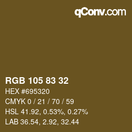 カラーコード: RGB 105 83 32 | qconv.com