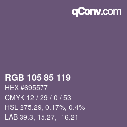 Farbcode: RGB 105 85 119 | qconv.com