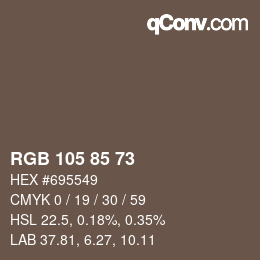 カラーコード: RGB 105 85 73 | qconv.com