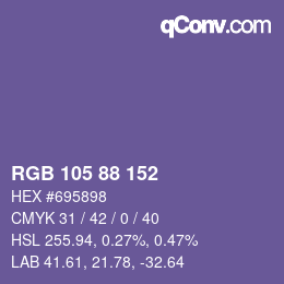 颜色代码: RGB 105 88 152 | qconv.com