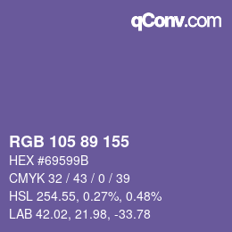 Farbcode: RGB 105 89 155 | qconv.com