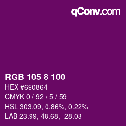 Color code: RGB 105 8 100 | qconv.com
