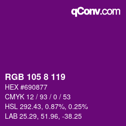 Color code: RGB 105 8 119 | qconv.com