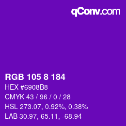 Color code: RGB 105 8 184 | qconv.com