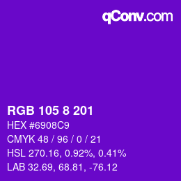 Color code: RGB 105 8 201 | qconv.com