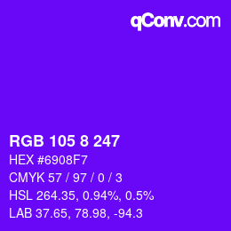 颜色代码: RGB 105 8 247 | qconv.com