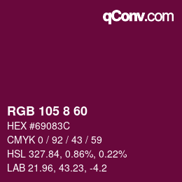 カラーコード: RGB 105 8 60 | qconv.com