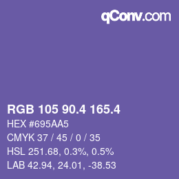 カラーコード: RGB 105 90.4 165.4 | qconv.com