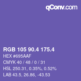 カラーコード: RGB 105 90.4 175.4 | qconv.com