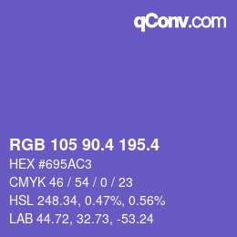 カラーコード: RGB 105 90.4 195.4 | qconv.com