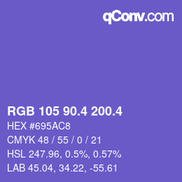 カラーコード: RGB 105 90.4 200.4 | qconv.com