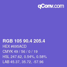 カラーコード: RGB 105 90.4 205.4 | qconv.com