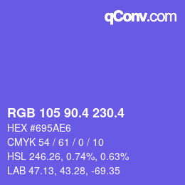 カラーコード: RGB 105 90.4 230.4 | qconv.com