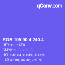 カラーコード: RGB 105 90.4 240.4 | qconv.com