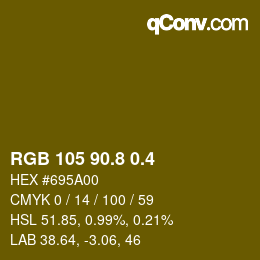 カラーコード: RGB 105 90.8 0.4 | qconv.com