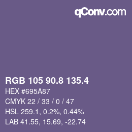 カラーコード: RGB 105 90.8 135.4 | qconv.com