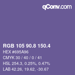 カラーコード: RGB 105 90.8 150.4 | qconv.com