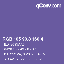 カラーコード: RGB 105 90.8 160.4 | qconv.com