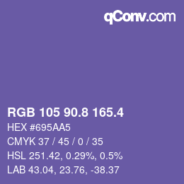 カラーコード: RGB 105 90.8 165.4 | qconv.com