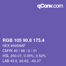 カラーコード: RGB 105 90.8 175.4 | qconv.com
