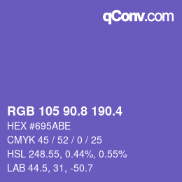 カラーコード: RGB 105 90.8 190.4 | qconv.com