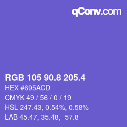 カラーコード: RGB 105 90.8 205.4 | qconv.com
