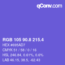 カラーコード: RGB 105 90.8 215.4 | qconv.com