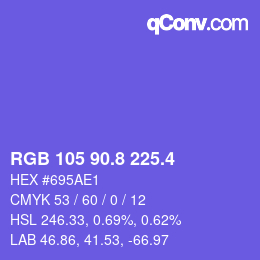 カラーコード: RGB 105 90.8 225.4 | qconv.com
