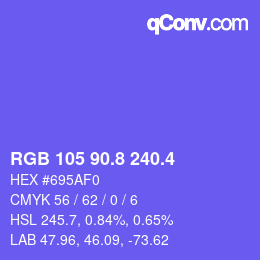 カラーコード: RGB 105 90.8 240.4 | qconv.com