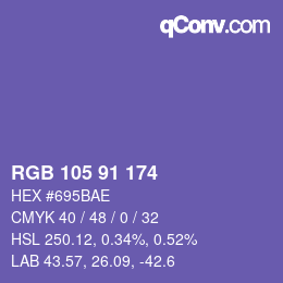 Color code: RGB 105 91 174 | qconv.com