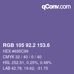 カラーコード: RGB 105 92.2 153.6 | qconv.com
