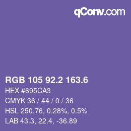 カラーコード: RGB 105 92.2 163.6 | qconv.com