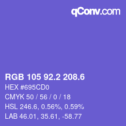 カラーコード: RGB 105 92.2 208.6 | qconv.com