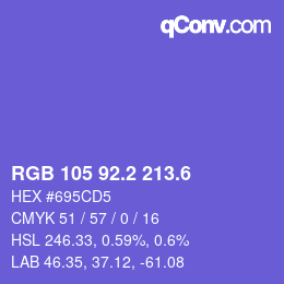 カラーコード: RGB 105 92.2 213.6 | qconv.com