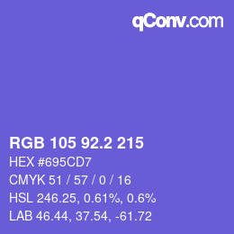 カラーコード: RGB 105 92.2 215 | qconv.com