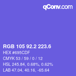 カラーコード: RGB 105 92.2 223.6 | qconv.com