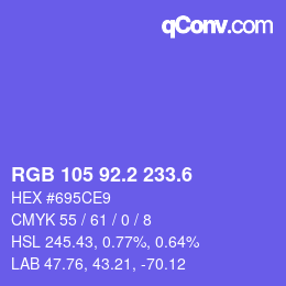 カラーコード: RGB 105 92.2 233.6 | qconv.com